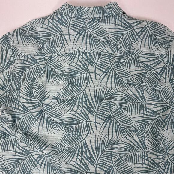 Hang Ten Button Up Shirt Mens Medium Short Sleeve‎ Linen Tropical Cabana Resort - Picture 3 of 14